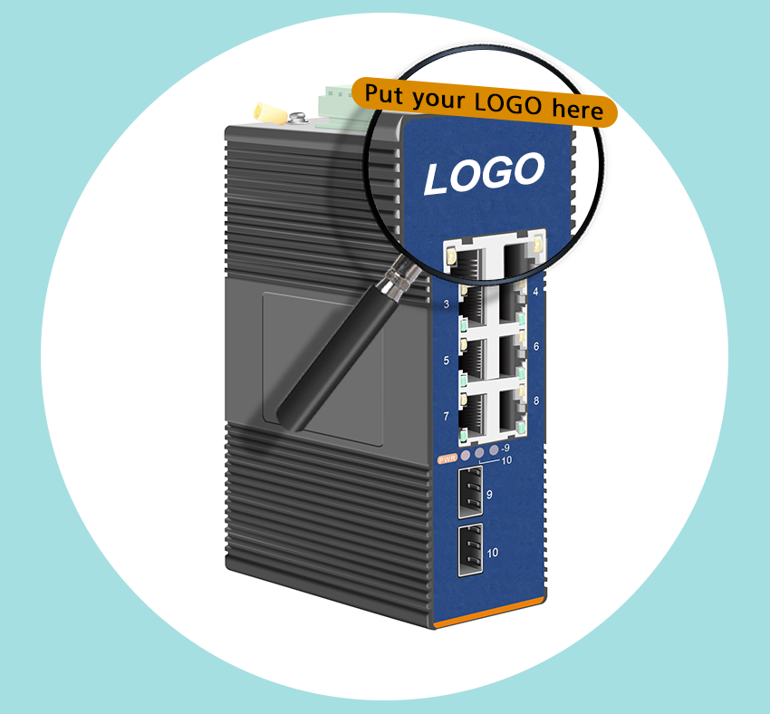 Mass customization service for PVC logo engraving on switch housings with low minimum order quantity.