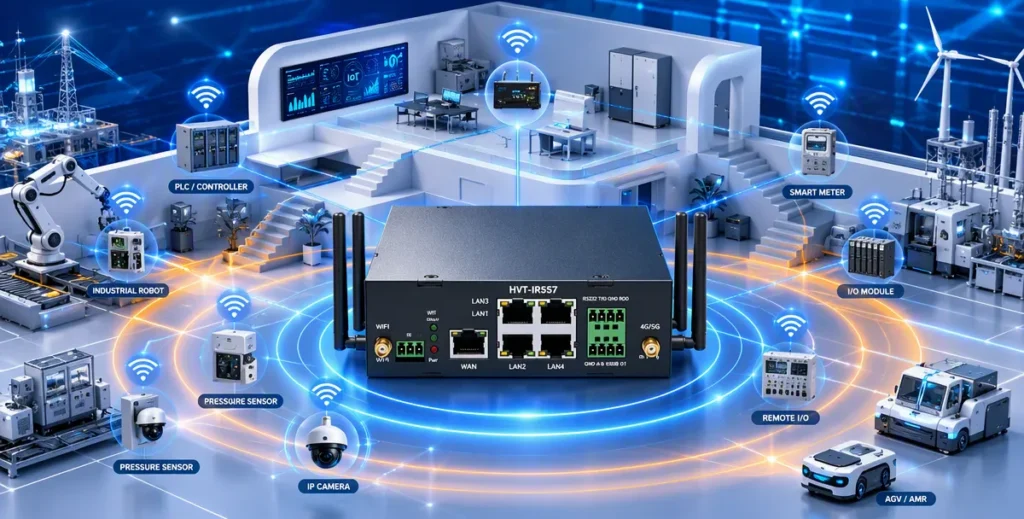 Industrial 5G RedCap router applications for smart factories, remote monitoring, transportation and IoT edge connectivity