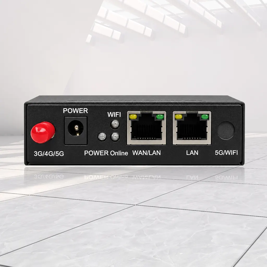2-port industrial 5G RedCap router with dual Ethernet ports for secure IIoT, PLC, and remote monitoring connectivity