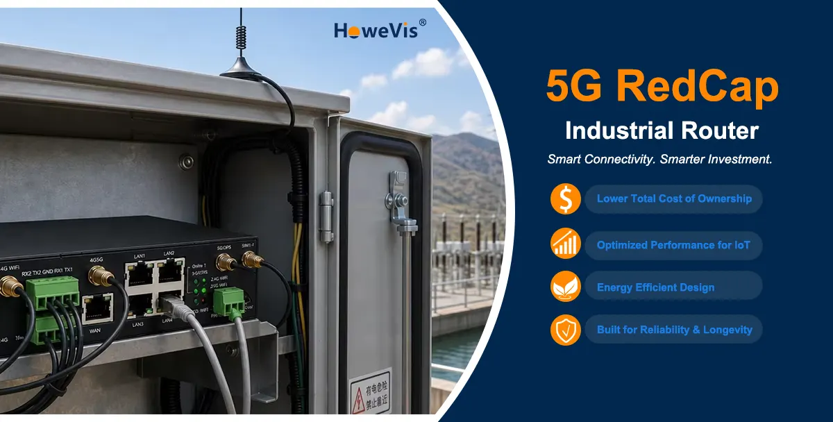 5G RedCap industrial router for utility monitoring with PLC, RTU, sensors and dual-SIM connectivity